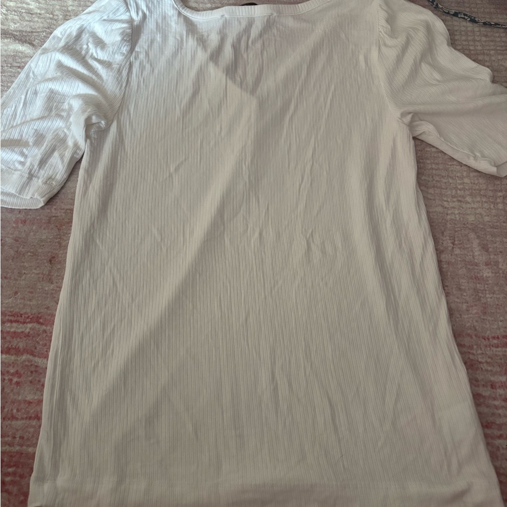 LOFT White Ribbed Tee